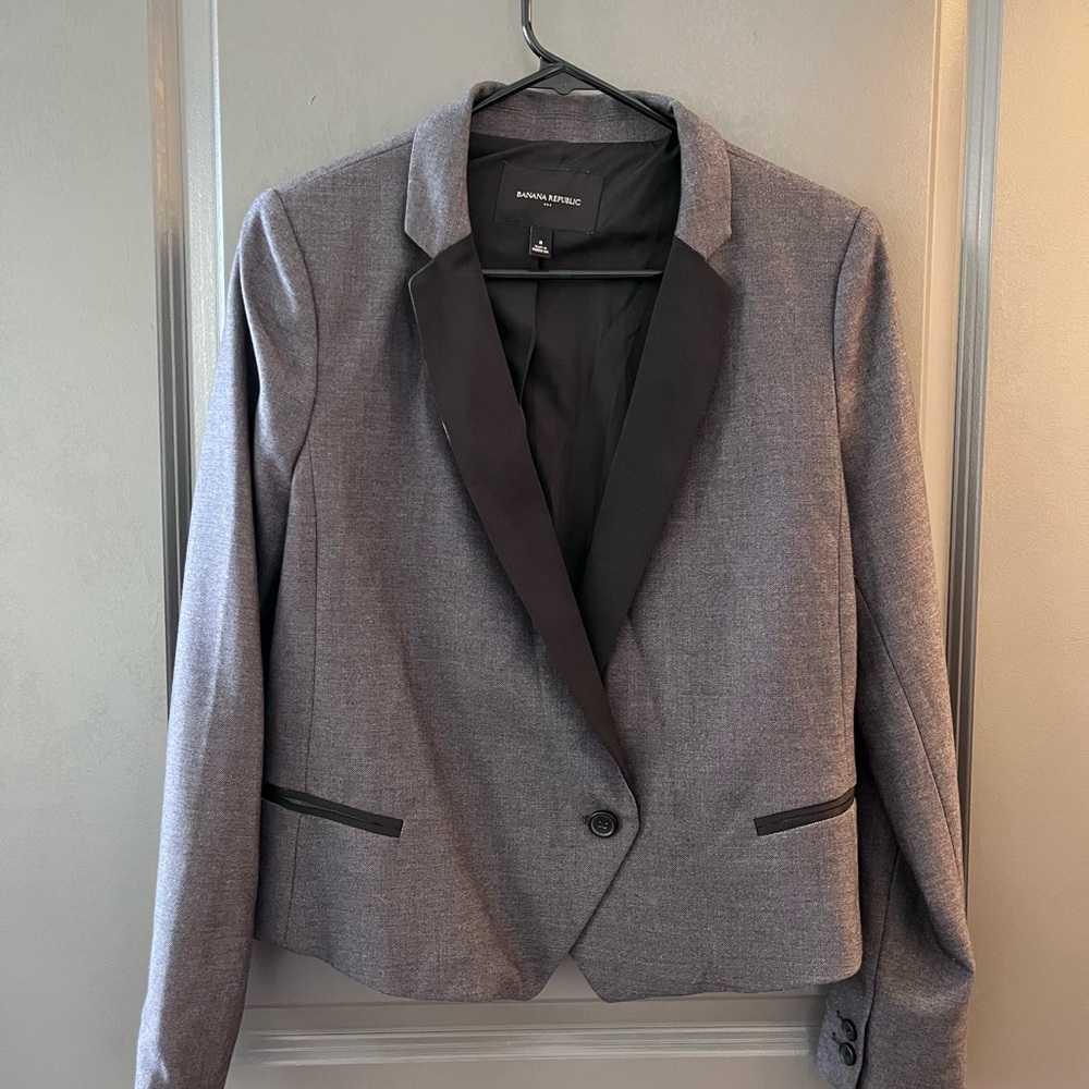 Banana Republic Charcoal Blazer with Black Trim